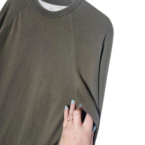 Muji Womens Olive Green Crew Neck Casual Sweatshirt Pull Over Minimalist XS - Picture 3 of 8